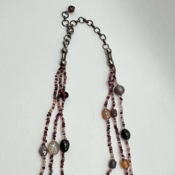 Boho Long Triple Strand Seed Bead Muted Colors Adjustable Length Necklace - Picture 5 of 6
